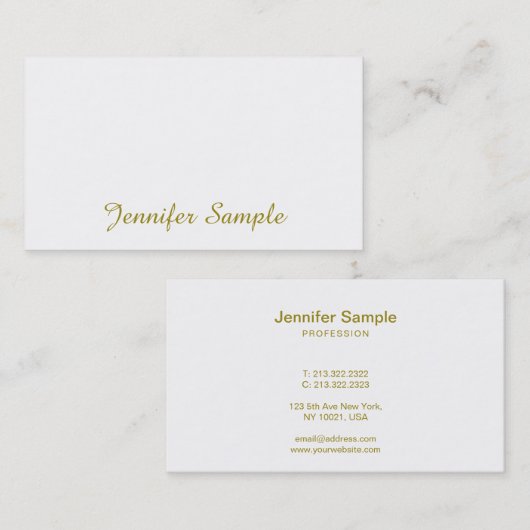 Handgeschriebenes Skript Gold Calligraphy Design T Visitenkarte (Vorne/Hinten)