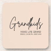 Handgeschriebenes Skript Großkinder machen Leben g Getränkeuntersetzer (Vorderseite)