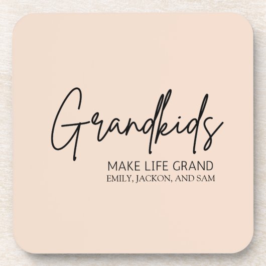 Handgeschriebenes Skript Großkinder machen Leben g Getränkeuntersetzer (Vorderseite)