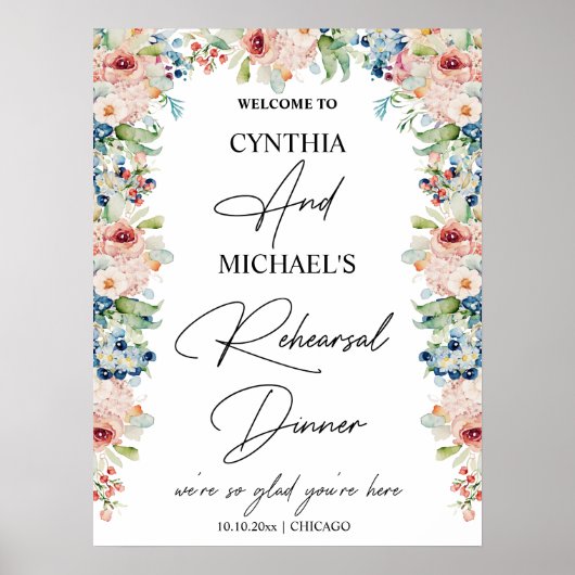 Handgeschriebenes Skript Herzlich willkommen beim  Poster (Vorne)