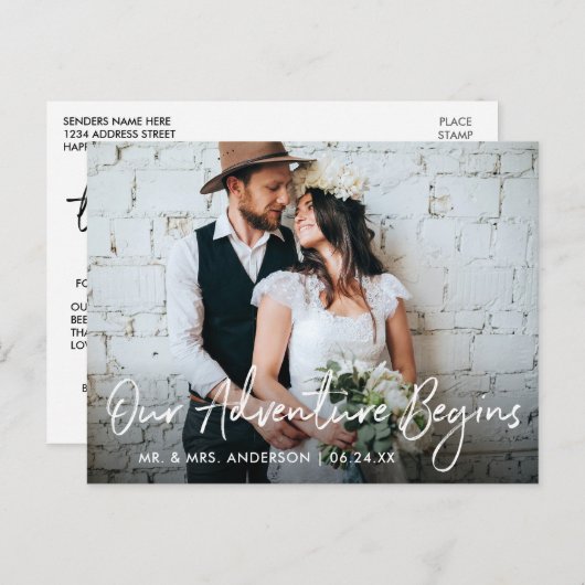 Handgeschriebenes Skript Hochzeit Unser Abenteuer  Postkarte (Vorne/Hinten)