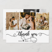 Handgeschriebenes Skript Hochzeitsfotocollage Dankeskarte (Vorne/Hinten)