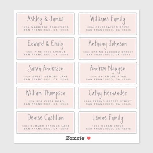 Handgeschriebenes Skript Hochzeitsgast-Adressliste Aufkleber (Blatt)