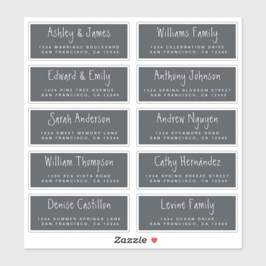 Handgeschriebenes Skript Hochzeitsgast-Adressliste Aufkleber (Blatt)