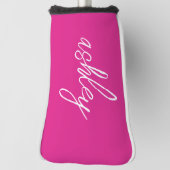 Handgeschriebenes Skript in Hot Pink Mit Monogramm Golf Headcover (Rotieren 90)