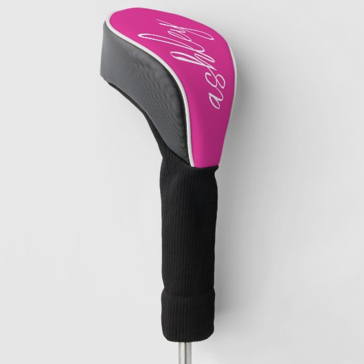 Handgeschriebenes Skript in Hot Pink Mit Monogramm Golf Headcover (angewinkelt)