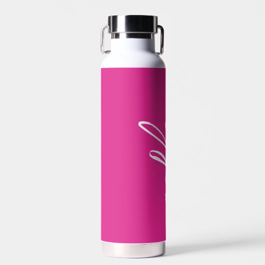 Handgeschriebenes Skript in Hot Pink Mit Monogramm Trinkflasche (Vorne)