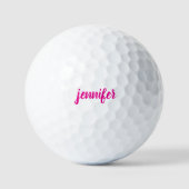 Handgeschriebenes Skript Initial Pink Monogramm Na Golfball (Vorderseite)