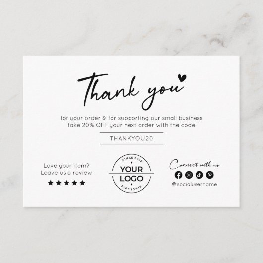 Handgeschriebenes Skript Kleines Unternehmen dank Dankeskarte (Vorderseite)