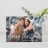 Handgeschriebenes Skript Merry Christmas Foto Feiertagskarte (Stehend Vorderseite)