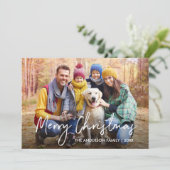 Handgeschriebenes Skript Merry Christmas Foto Feiertagskarte (Stehend Vorderseite)