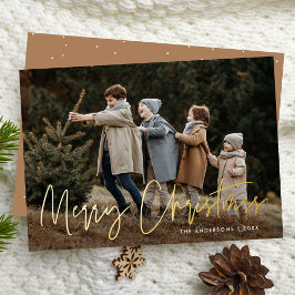 Handgeschriebenes Skript Merry Christmas Foto Folien Feiertagskarte