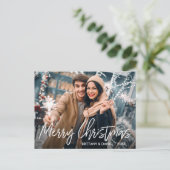 Handgeschriebenes Skript Merry Christmas Foto Postkarte (Stehend Vorderseite)