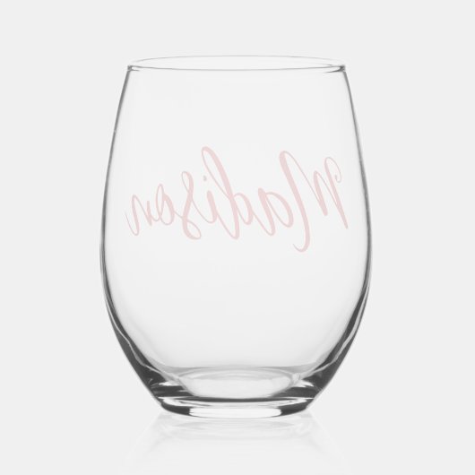 Handgeschriebenes Skript mit feinem roten Namen Weinglas Ohne Stiel (Rückseite)