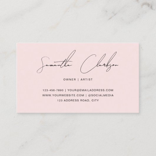 Handgeschriebenes Skript mit Minimalistischem Blus Visitenkarte (Rückseite)