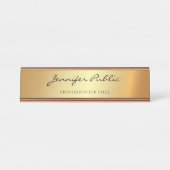 Handgeschriebenes Skript Modern Gold Glamour Templ Schreibtischnamensplakette (Vorderseite )