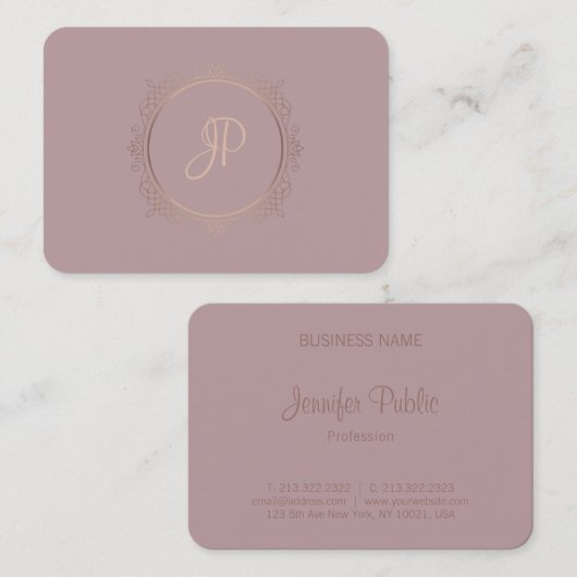 Handgeschriebenes Skript Modern Monogram Template Visitenkarte (Vorne/Hinten)