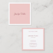 Handgeschriebenes Skript Moderne Blush Pink-Vorlag Quadratische Visitenkarte (Vorne/Hinten)