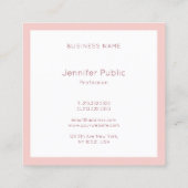 Handgeschriebenes Skript Moderne Blush Pink-Vorlag Quadratische Visitenkarte (Rückseite)
