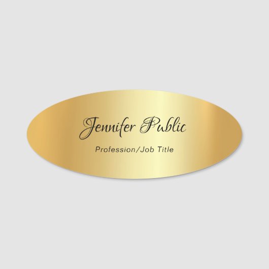 Handgeschriebenes Skript Moderne elegante Goldvorl Namensschild (Vorderseite)