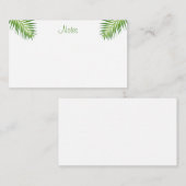 Handgeschriebenes Skript Moderne elegante Palm-Blä Mitteilungskarte (Vorne/Hinten)