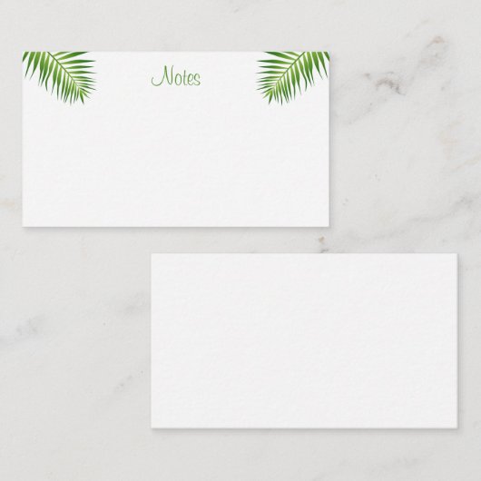 Handgeschriebenes Skript Moderne elegante Palm-Blä Mitteilungskarte (Vorne/Hinten)
