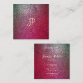 Handgeschriebenes Skript Moderne Elite-Glitzer-Vor Quadratische Visitenkarte (Vorne/Hinten)