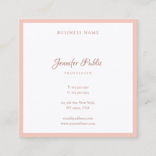 Handgeschriebenes Skript Modernes einfaches Templa Quadratische Visitenkarte (Rückseite)