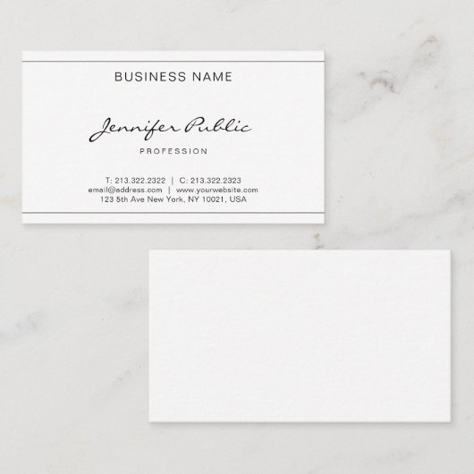 Handgeschriebenes Skript Modernes elegantes Design Visitenkarte (Vorne/Hinten)