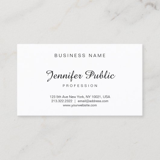 Handgeschriebenes Skript Modernes Elegantes Minima Visitenkarte (Vorderseite)