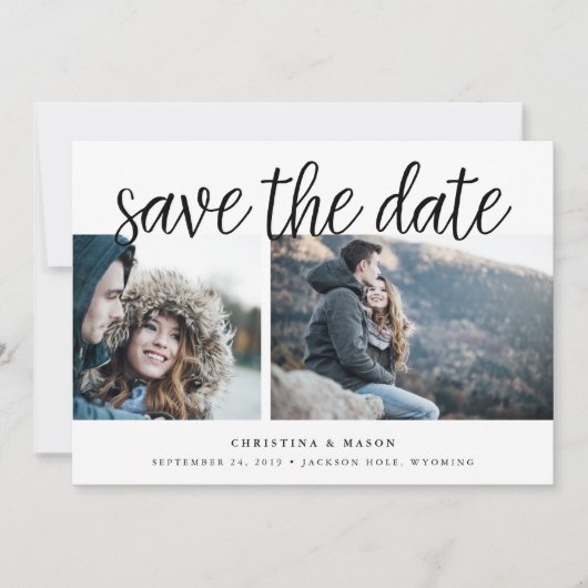 Handgeschriebenes Skript Multi-Foto Save the Date (Vorderseite)