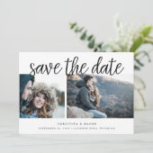 Handgeschriebenes Skript Multi-Foto Save the Date (Stehend Vorderseite)