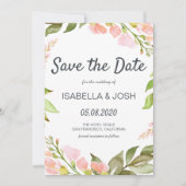 Handgeschriebenes Skript Pink Floral Boho Save the Date (Vorderseite)