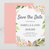 Handgeschriebenes Skript Pink Floral Boho Save the Date (Vorne/Hinten)