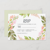 Handgeschriebenes Skript Pink Floral Rustic Boho H RSVP Karte (Vorne/Hinten)