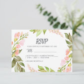 Handgeschriebenes Skript Pink Floral Rustic Boho H RSVP Karte (Stehend Vorderseite)