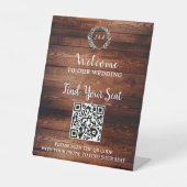 Handgeschriebenes Skript QR Code rustikale Hochzei Sockelschild (Vorderseite)