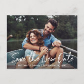 Handgeschriebenes Skript Rette das neue Date-Foto Postkarte (Vorderseite)