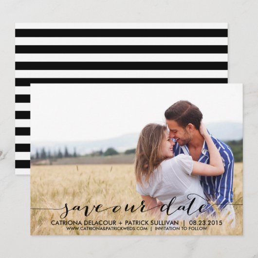 Handgeschriebenes Skript Rette unsere Datumsanzeig Save The Date (Vorne/Hinten)