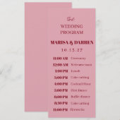 Handgeschriebenes Skript Rosa und Rote Hochzeit Programm (Vorne/Hinten)