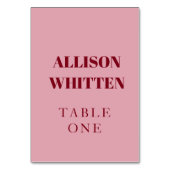 Handgeschriebenes Skript Rosa und Rote Hochzeit Tischnummer (Vorderseite)