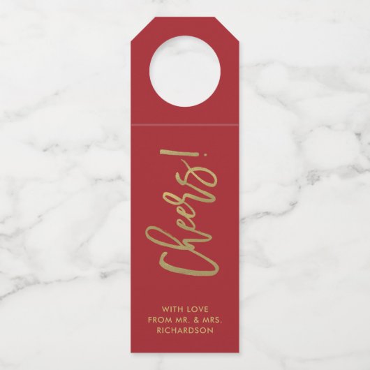 Handgeschriebenes Skript | rot und Flaschenanhänger (Vorderseite)