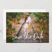 Handgeschriebenes Skript Save the Date Couple Foto (Vorne/Hinten)