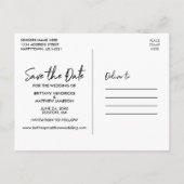 Handgeschriebenes Skript Save the Date Couple Foto Postkarte (Rückseite)