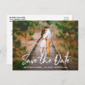 Handgeschriebenes Skript Save the Date Couple Foto Postkarte (Vorne/Hinten)