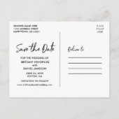 Handgeschriebenes Skript Save the Date Couple Foto Postkarte (Rückseite)