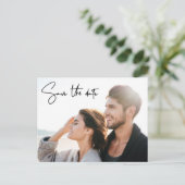 Handgeschriebenes Skript Save the Date Modernes Fo Postkarte (Stehend Vorderseite)