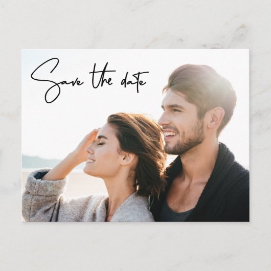 Handgeschriebenes Skript Save the Date Modernes Fo Postkarte (Vorderseite)