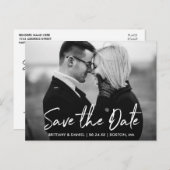 Handgeschriebenes Skript Save the Date Schwarz und Postkarte (Vorne/Hinten)