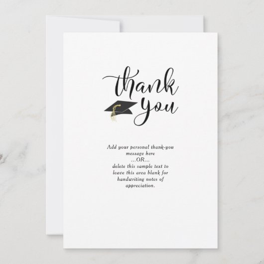 Handgeschriebenes Skript, Schwarz/Weiß-Abschluss-F Dankeskarte (Rückseite)